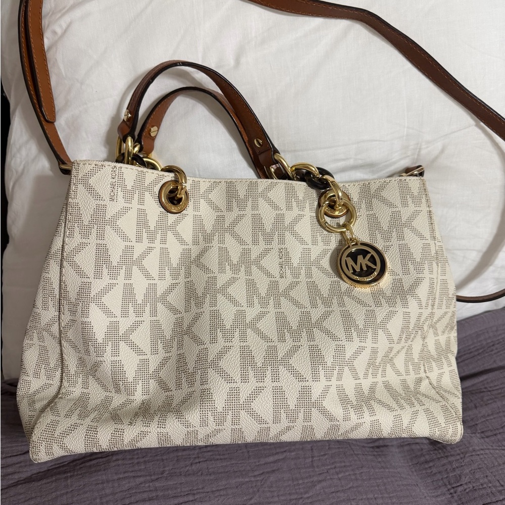 Michael Kors Beige and Brown Shoulder Bag